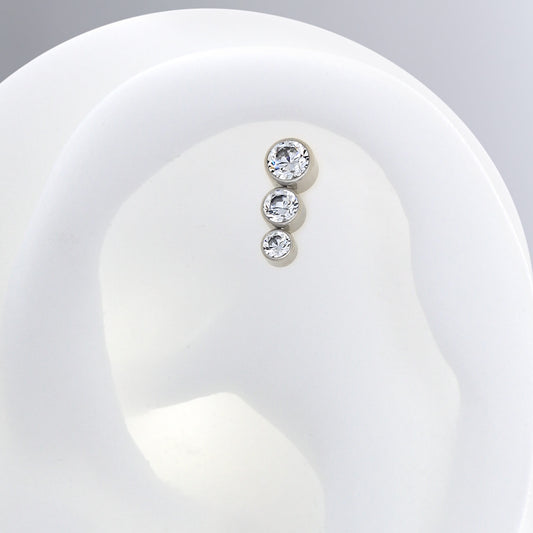 Bezel-Set Faceted 3 Gem Cluster - Tapered