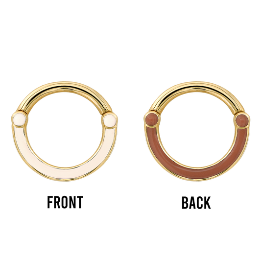 Double Deco Hinge Ring - Tan & White