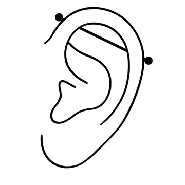 illustration of an industrial ear piercing offered at IRIS Studios Grand Rapids MI