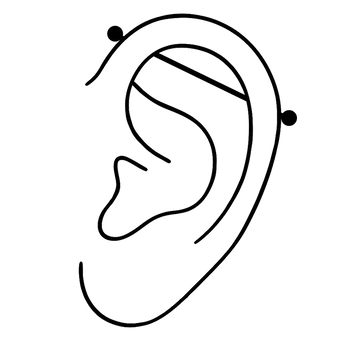 illustration of an industrial ear piercing offered at the Portland Oregon IRIS piercing shop and studio