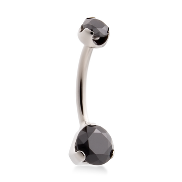 Prong-Set Faceted Navel Curve - Black CZ