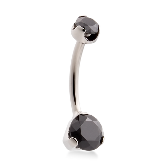 Prong-Set Faceted Navel Curve - Black CZ