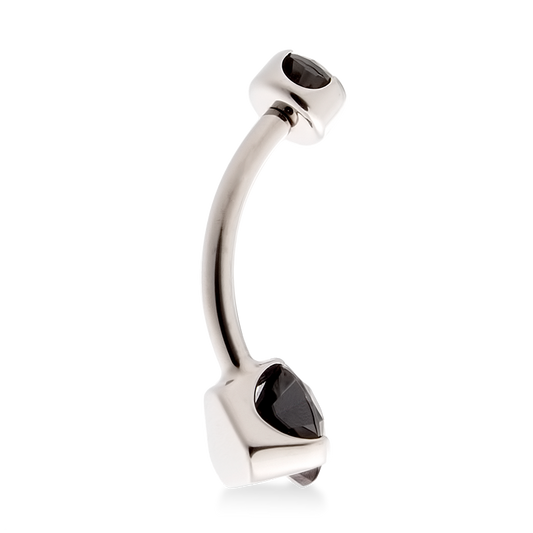 Prong-Set Faceted Navel Curve - Black CZ