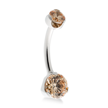 Prong-Set Faceted Navel Curve - Champagne