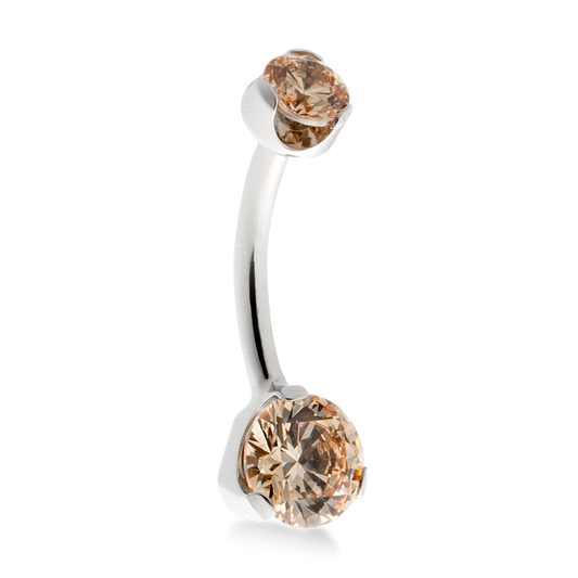 Prong-Set Faceted Navel Curve - Champagne