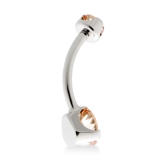 Prong-Set Faceted Navel Curve - Champagne