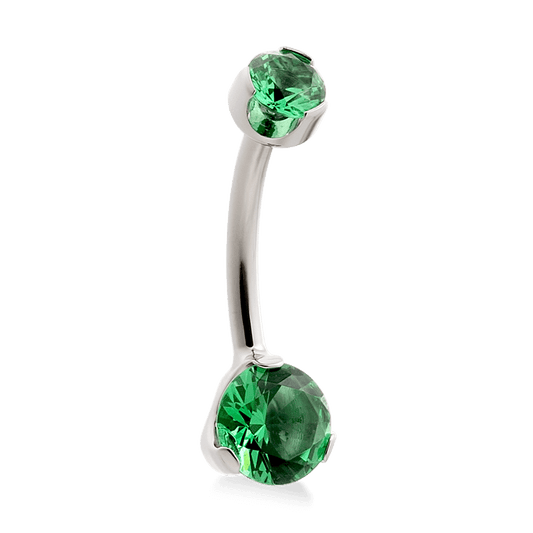 Prong-Set Faceted Navel Curve - Emerald CZ