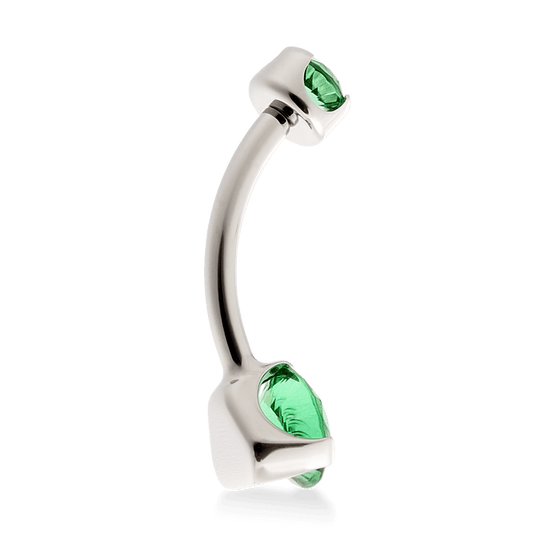 Prong-Set Faceted Navel Curve - Emerald CZ