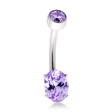 Oval Navel Curve - Lavender CZ