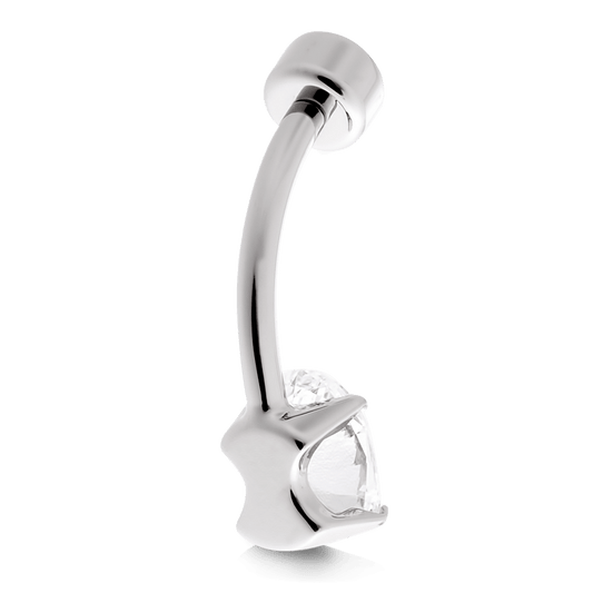 Oval Navel Curve - White CZ