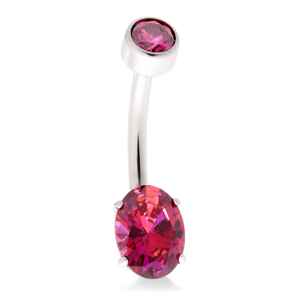 Oval Navel Curve - Red CZ