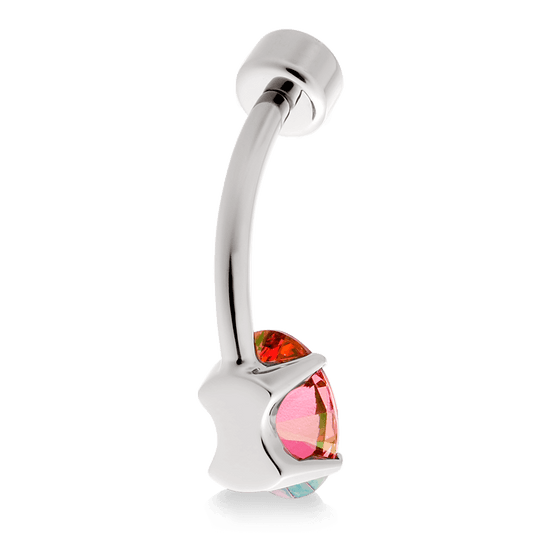 Oval Navel Curve - Red CZ