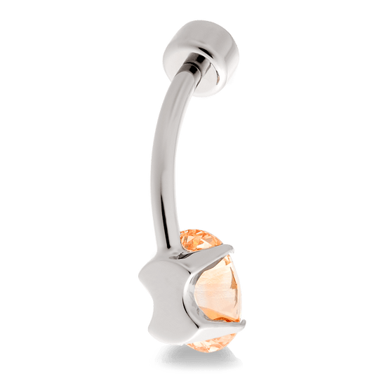 Oval Navel Curve - Amber Yellow CZ