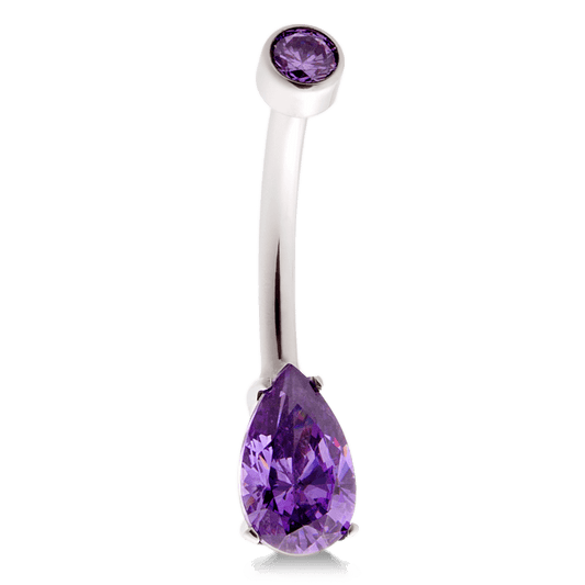 Pear Navel Curve - Amethyst CZ