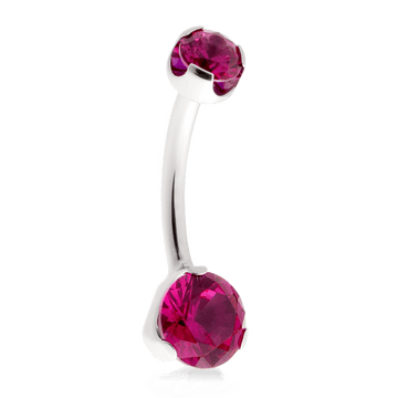 Prong-Set Faceted Navel Curve - Ruby CZ