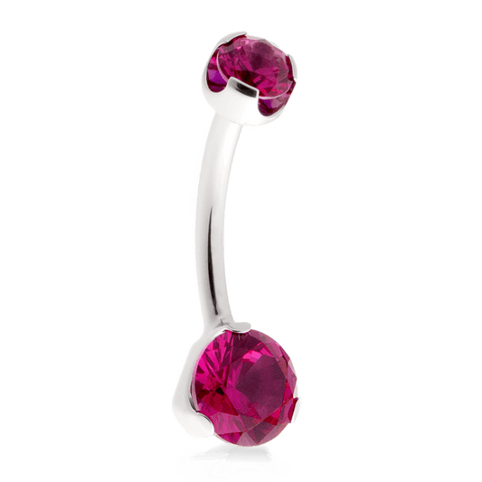 Prong-Set Faceted Navel Curve - Ruby CZ