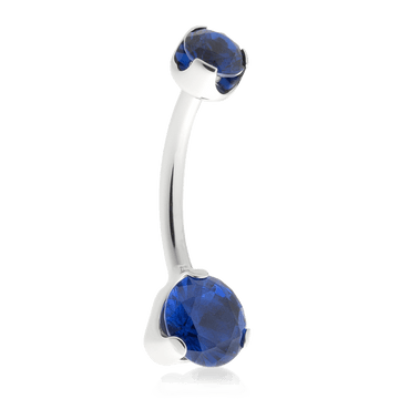 Prong-Set Faceted Navel Curve - Sapphire CZ