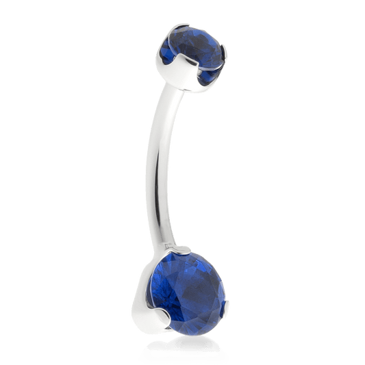 Prong-Set Faceted Navel Curve - Sapphire CZ