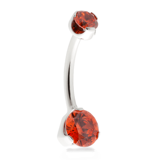 Prong-Set Faceted Navel Curve - Tangerine