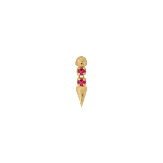 Well Articulated Bitty Monochromatic ruby yellow gold dangle earring earlobe nostril nose lip philtrum snake bites cartilage helix conch flat tragus gemstones art fashion style body jewelry pupil hall IRIS PIERCING STUDIOS