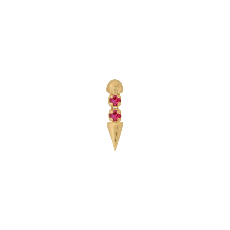 Well Articulated Bitty Monochromatic ruby yellow gold dangle earring earlobe nostril nose lip philtrum snake bites cartilage helix conch flat tragus gemstones art fashion style body jewelry pupil hall IRIS PIERCING STUDIOS