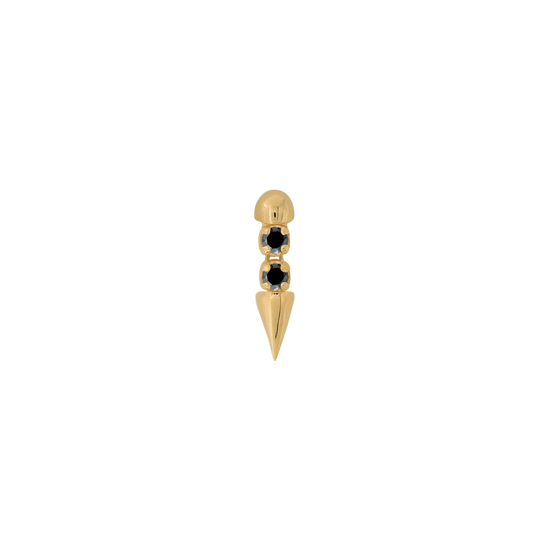 Well Articulated Bitty Monochromatic Black Spinel yellow gold dangle earring earlobe nostril nose lip philtrum snake bites cartilage helix conch flat tragus gemstones art fashion style body jewelry pupil hall IRIS PIERCING STUDIOS