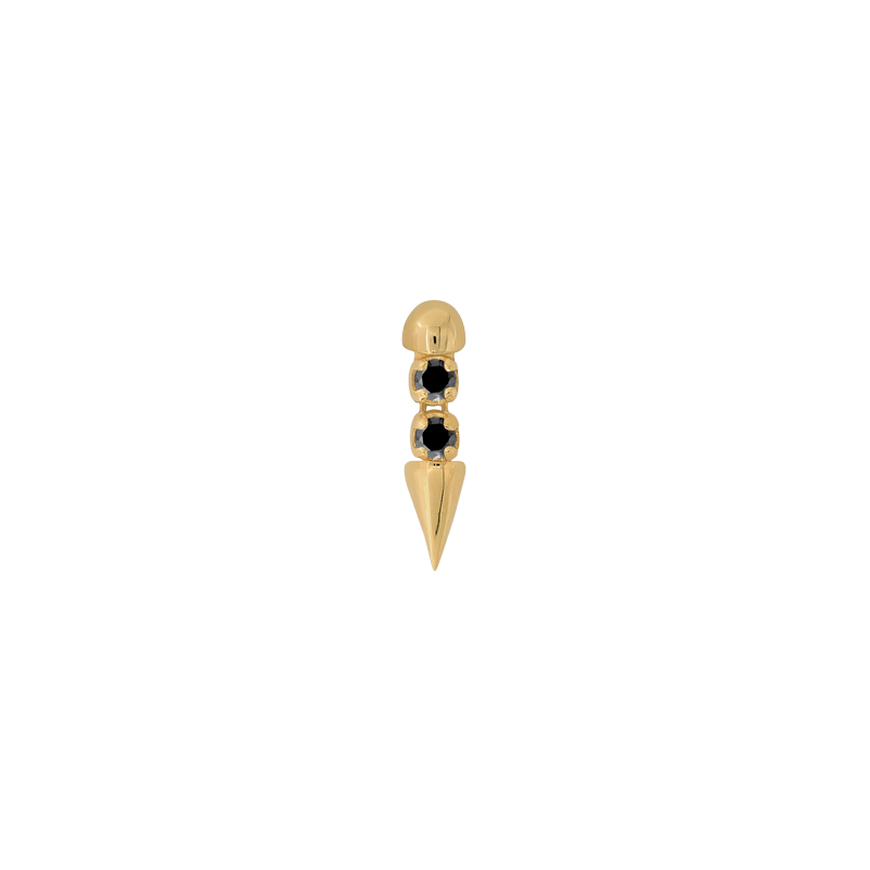 Well Articulated Bitty Monochromatic Black Spinel yellow gold dangle earring earlobe nostril nose lip philtrum snake bites cartilage helix conch flat tragus gemstones art fashion style body jewelry pupil hall IRIS PIERCING STUDIOS