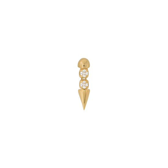 Well Articulated Bitty Monochromatic White Diamond yellow gold dangle earring earlobe nostril nose lip philtrum snake bites cartilage helix conch flat tragus gemstones art fashion style body jewelry pupil hall IRIS PIERCING STUDIOS