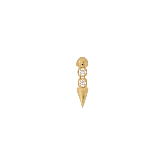Well Articulated Bitty Monochromatic White Diamond yellow gold dangle earring earlobe nostril nose lip philtrum snake bites cartilage helix conch flat tragus gemstones art fashion style body jewelry pupil hall IRIS PIERCING STUDIOS