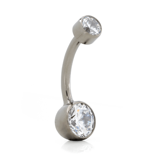 Bezel-Set Faceted Navel Curve - White CZ