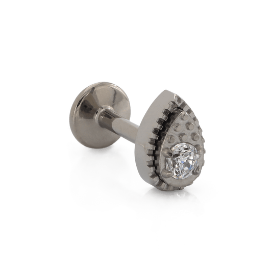 Beaded Drop with Gem - Titanium