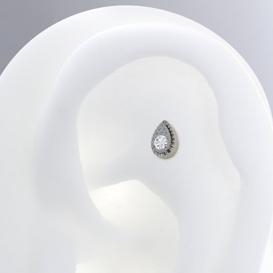 Beaded Drop with Gem - Titanium