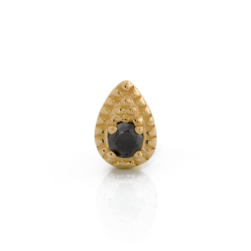 Beaded Drop with Gem - Black CZ