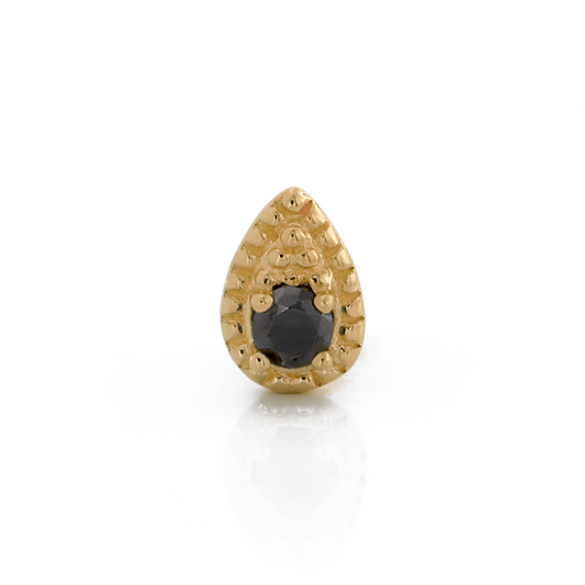 Beaded Drop with Gem - Black CZ