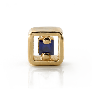 Hollow Square with Stone - Dark Blue Sapphire