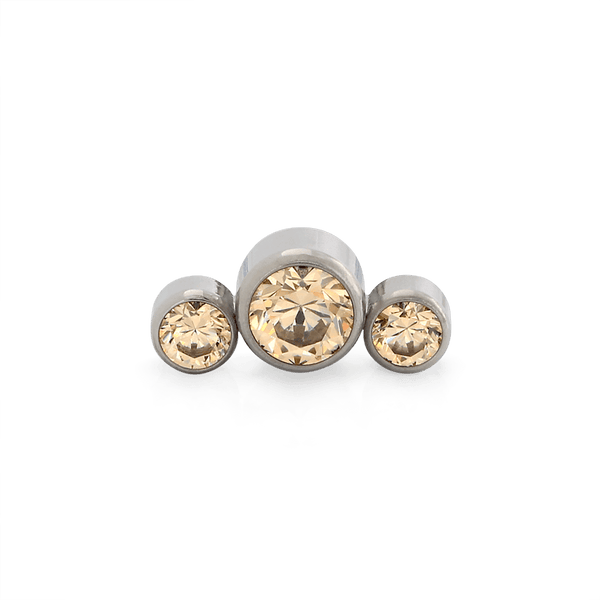 Bezel-Set Faceted 3 Gem Cluster - Curved