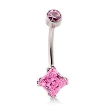 Princess Cut Navel Curve - Pink Tourmaline