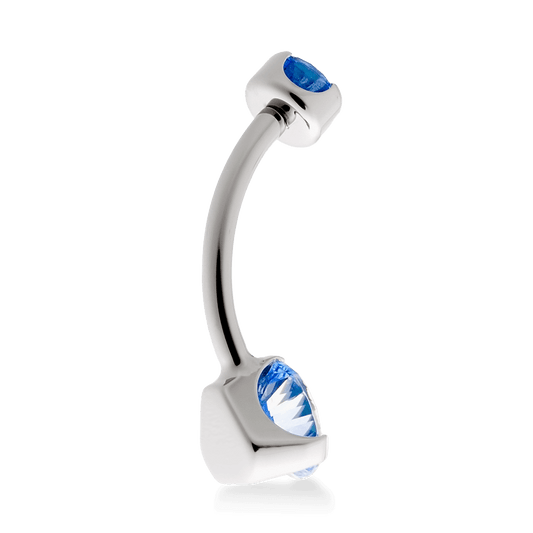 Prong-Set Faceted Navel Curve - Arctic Blue