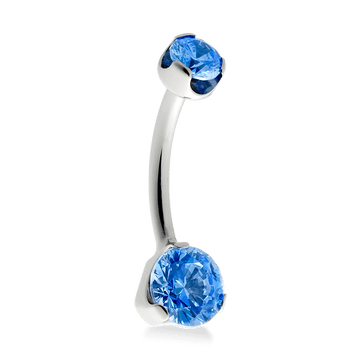 Prong-Set Faceted Navel Curve - Arctic Blue