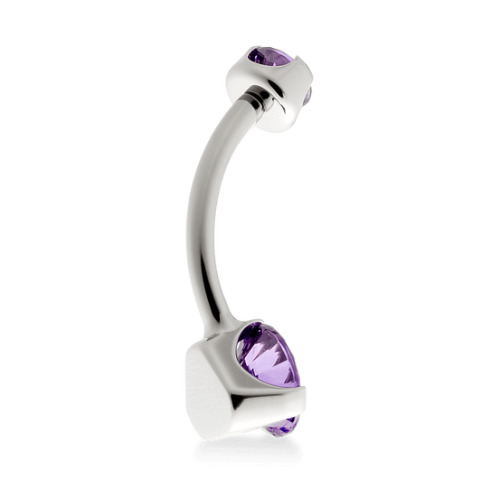 Prong-Set Faceted Navel Curve - Amethyst CZ