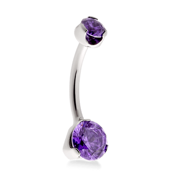 Prong-Set Faceted Navel Curve - Amethyst CZ