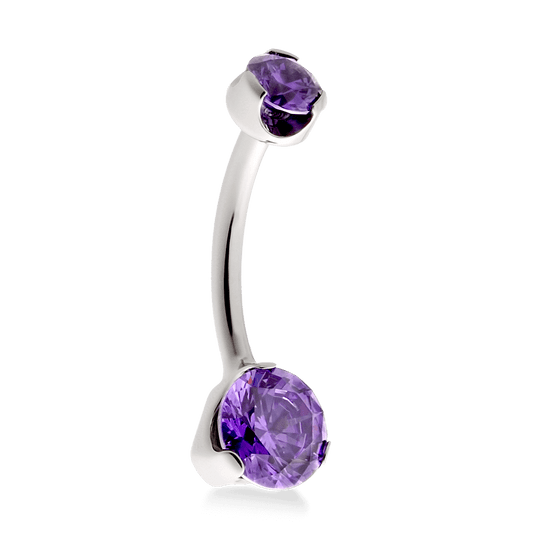 Prong-Set Faceted Navel Curve - Amethyst CZ