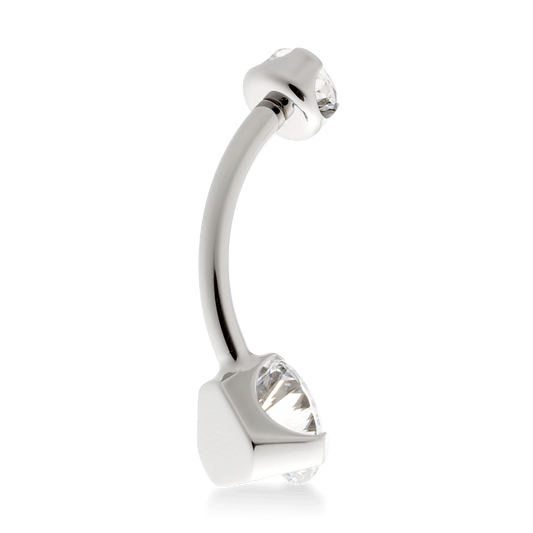 Prong-Set Faceted Navel Curve - White CZ