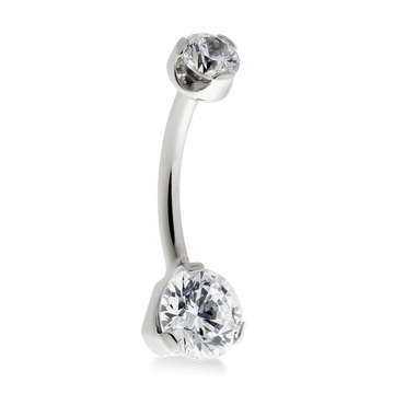 Prong-Set Faceted Navel Curve - White CZ