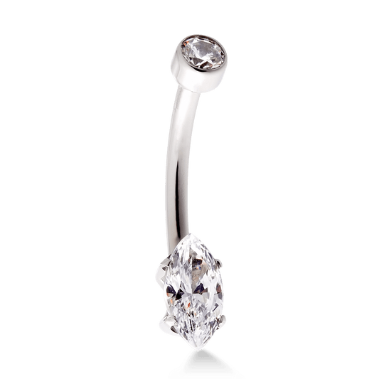 Marquise Navel Curve - White CZ