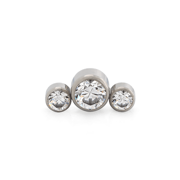 Bezel-Set Faceted 3 Gem Cluster - Curved