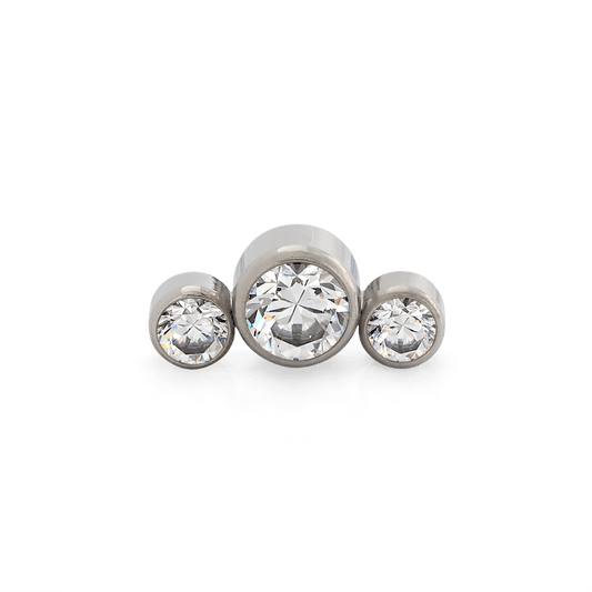 Bezel-Set Faceted 3 Gem Cluster - Curved