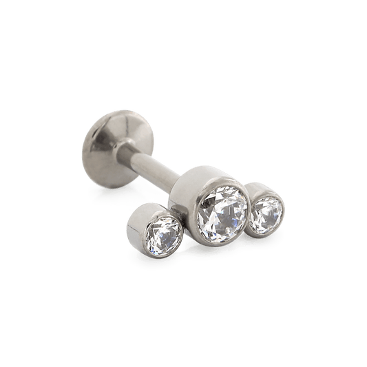 Bezel-Set Faceted 3 Gem Cluster - Curved