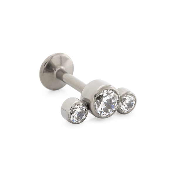 Bezel-Set Faceted 3 Gem Cluster - Curved
