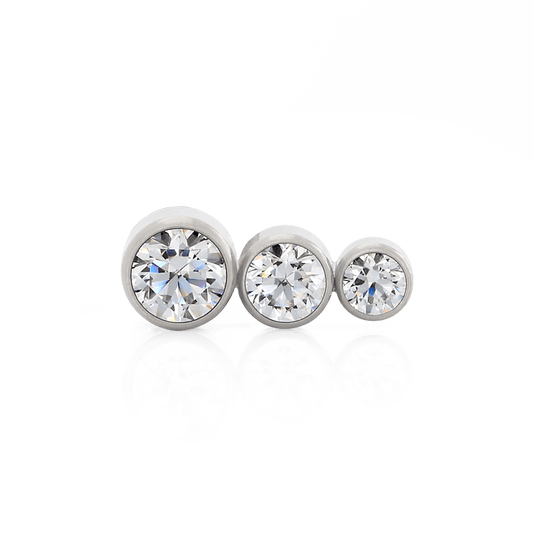 Bezel-Set Faceted 3 Gem Cluster - Tapered